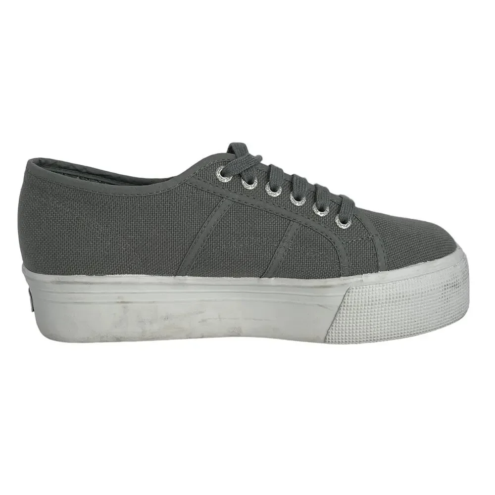 Superga 2740 Stone Grey Canvas Platform Sneakers NWOB Size US 7